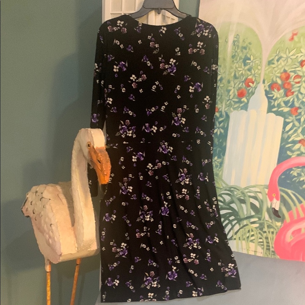 Black and White Crew Neck Sundress with Cuffed Sleeves